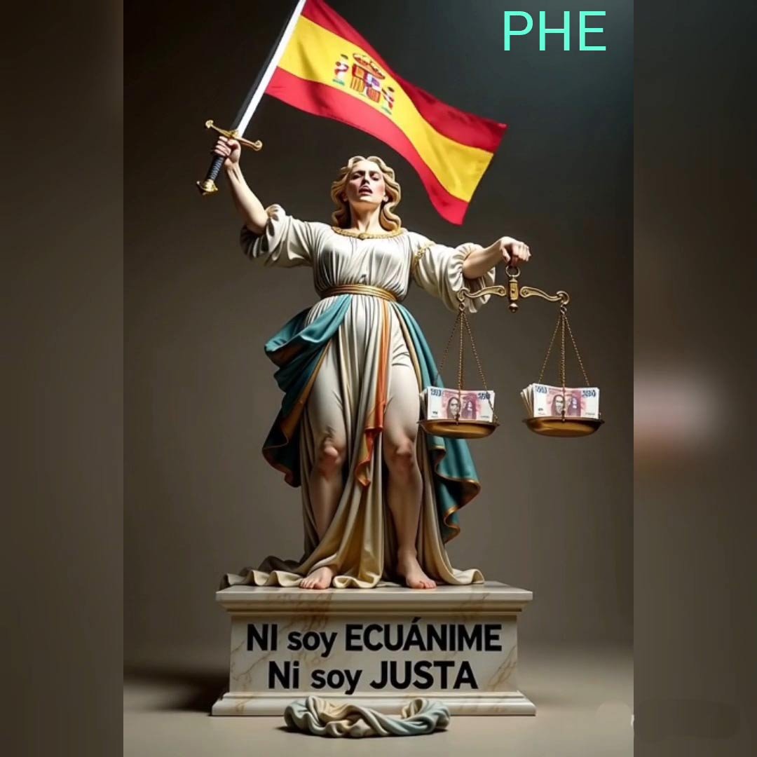 justicia corrupta ni ecuanime ni justa estatua espada bandera espana